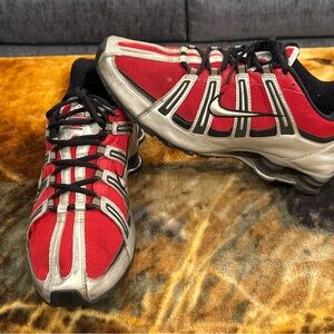 Nike Red and Silver Sneakers